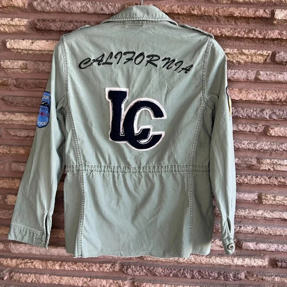 Zara Matcha Green Military Inspired Patch Detail Jacket Small - Picture 6 of 13